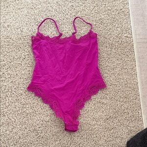 SKIMS Pink Lace Bodysuit